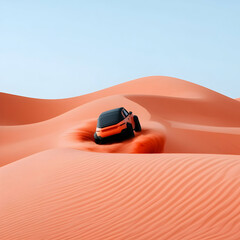 Obraz premium Orange Dune Buggy Racing Through Desert Sands