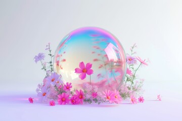 Obraz premium Spring filed sphere bubble purple.