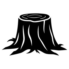 Monochrome silhouette of a tree stump for eco-conscious logo design isolated on transparent background