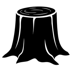 Monochrome silhouette of a tree stump for eco-conscious logo design isolated on transparent background