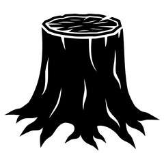 Monochrome silhouette of a tree stump for eco-conscious logo design isolated on transparent background