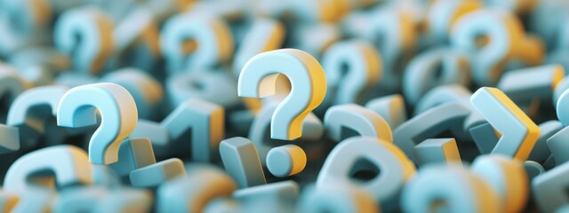 Heap of Question Marks in Teal and Yellow