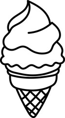 Coloring Page Outline of Cartoon Ice Cream. Sweet Treats. Coloring Book for Kids.