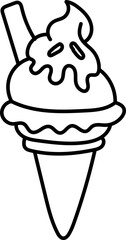 Coloring Page Outline of Cartoon Ice Cream. Sweet Treats. Coloring Book for Kids.