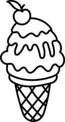 Coloring Page Outline of Cartoon Ice Cream. Sweet Treats. Coloring Book for Kids.