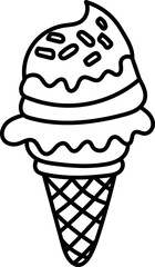 Coloring Page Outline of Cartoon Ice Cream. Sweet Treats. Coloring Book for Kids.
