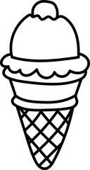 Coloring Page Outline of Cartoon Ice Cream. Sweet Treats. Coloring Book for Kids.