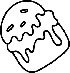 Coloring Page Outline of Cartoon Ice Cream. Sweet Treats. Coloring Book for Kids.