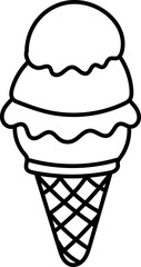 Coloring Page Outline of Cartoon Ice Cream. Sweet Treats. Coloring Book for Kids.