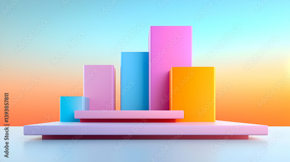 Aufkleber pastel geometric display with rectangular platforms