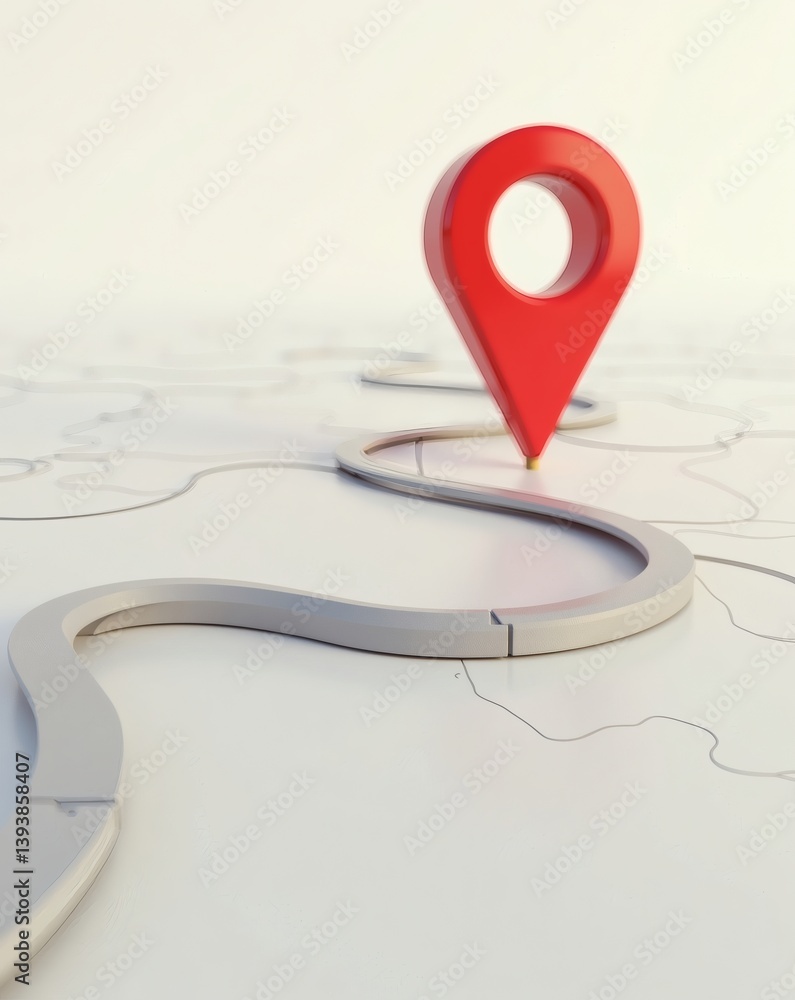 Aufkleber a route with location pointer on a map. The image features a red location marker on the map to mark the current location