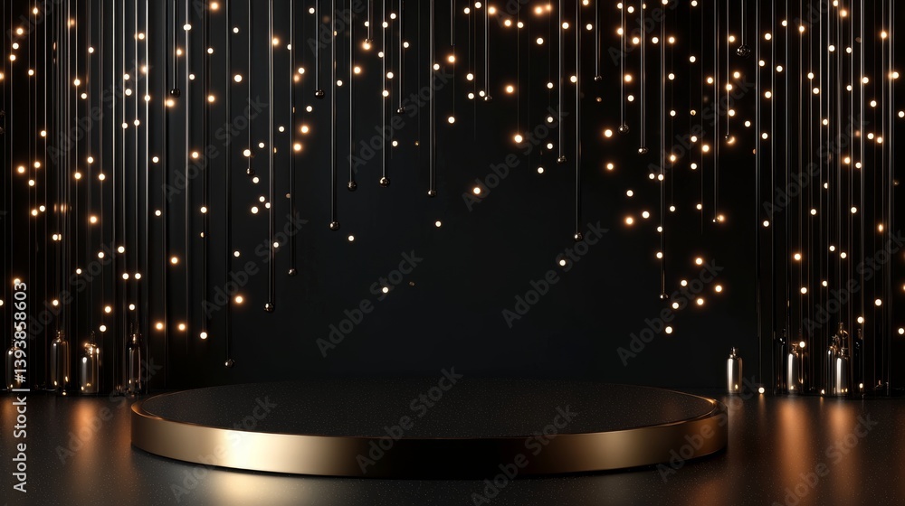 Aufkleber glowing sparkling light bokeh background with soft golden highlights, ideal for product display, fes