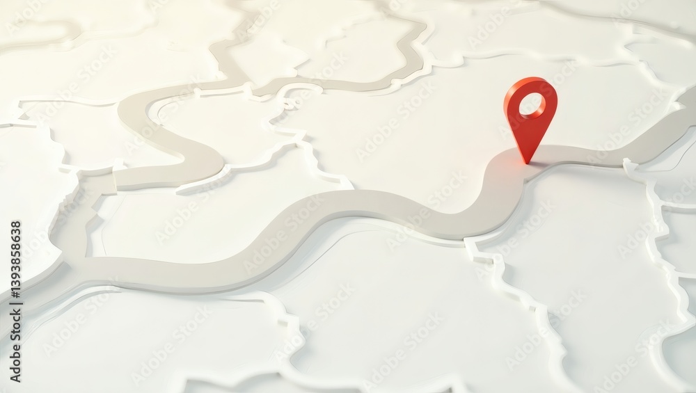 Poster close-up of a map with a pin indicating a location, highlighting a journey's path