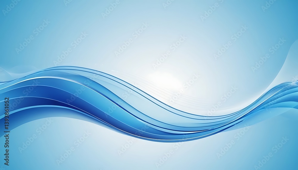 Poster abstract soft blue wave background. 3d blue background with blue lines curved wavy sparkle with copy