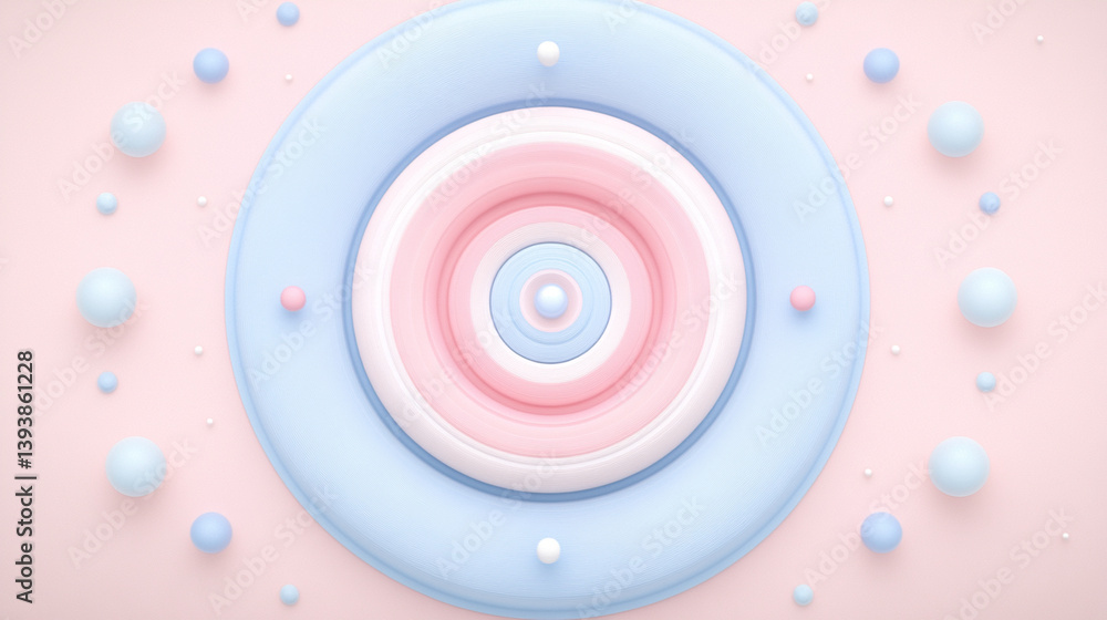 Poster dynamic circular patterns in soft pastel colors digital art abstract design modern aesthetics