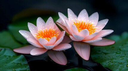 Peaceful Pink Lotus Flowers on Calm Pond