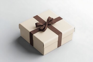 Elegant Gift Box with Brown Ribbon