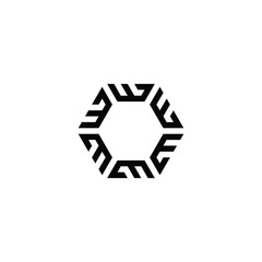 Letters m hexagon, epic geometric symbol simple logo vector
