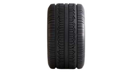 Dynamic tire showcase studio setting cutout background captivating visuals front view automotive concept