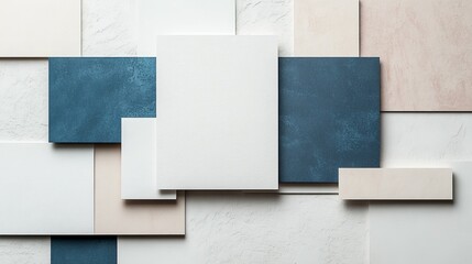 Minimalist academic PowerPoint background with white canvas, large white space, geometric shapes, linear charts, soft gradient colors in blue, grey, and beige tones, and subtle paper texture layers.