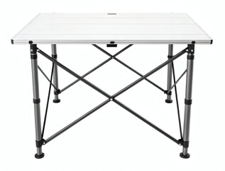 Fototapeta premium Folding Ironing Board with Metal Frame and Fabric Cover Isolated on White Background