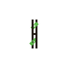 Letter H money, square geometric symbol simple logo vector