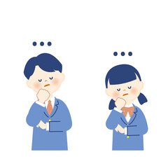 ブレザー学生　考え中　上半身