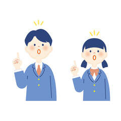 ブレザー学生　見上げて指差す　上半身