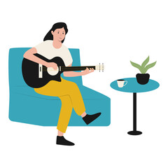 Person Enjoying Hobbies with Cartoon Design Concept. Vector Character Illustration.