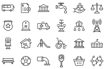 Public Utilities City Services Urban Infrastructure Community Icons Design