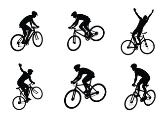 Obraz premium Mountain Biker Silhouette Jumping on Bicycle.