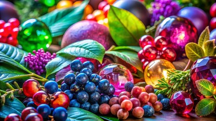 Colorful Jewel-Toned Fruit Still Life