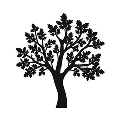Obraz premium Black tree silhouette vector design for nature lovers and graphic designers with leaves and branches art symbol for architecture and landscape design.