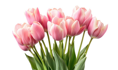 A vibrant bouquet of pink tulips elegantly arranged, showcasing their beauty against a soft background, perfect for spring decor