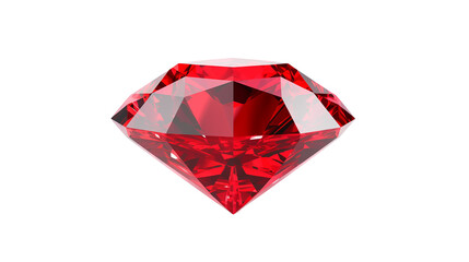 Isolated close up of a red ruby diamond on transparent background