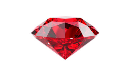 Isolated close up of a red ruby diamond on transparent background