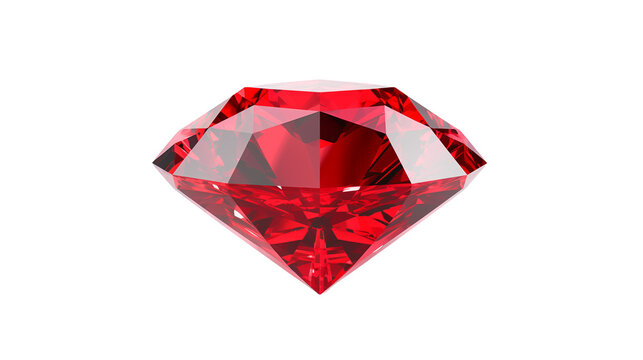 Isolated close up of a red ruby diamond on transparent background