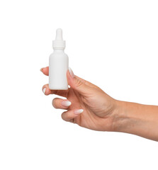 hand holding blank a bottle 