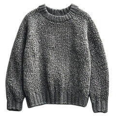 Chunky Woolen Sweater with Black and White Pattern Isolated on Transparent Background