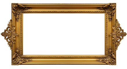 A gilded frame with detailed scrollwork and a blank center, ready to display art or a cherished photograph in a decorative setting.