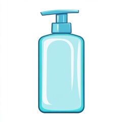 Fototapeta premium A blue pump bottle, typically used for liquid soap or lotion, with a sleek and modern design, set against a plain background.