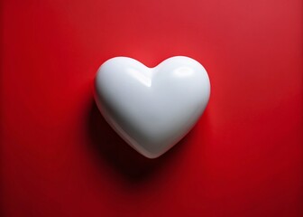 Fototapeta premium A Single White Heart Against a Soft Red Background A Touching Symbol of Love and Connection in a