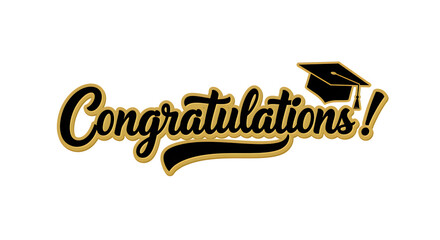 Celebratory  Congratulations with Graduation Cap  Graduation Congratulations Typography Design white background