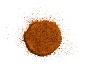 round shape brown color coffee powder on transparent background 