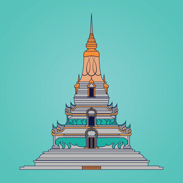 Stupa in boddism vector design with khmer kbach
