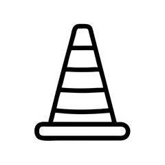 A bold, iconic traffic cone stands as a symbol of caution and safety, its simple black lines against a white background creating a striking visual.