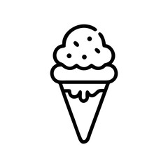 A melting ice cream cone, a delightful summer treat, with bold black lines on a crisp white background.