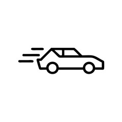 A sleek hatchback speeding towards adventure with bold black lines on a clean white background.