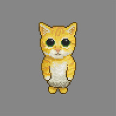 The cat, pixel art meme illustration