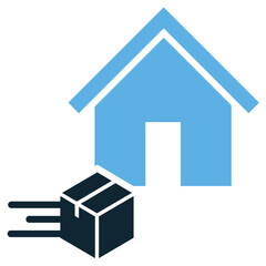 Delivery home icon vector for parcel shipment to house address, courier service, and ecommerce logistics. Perfect for home delivery and transport themes.